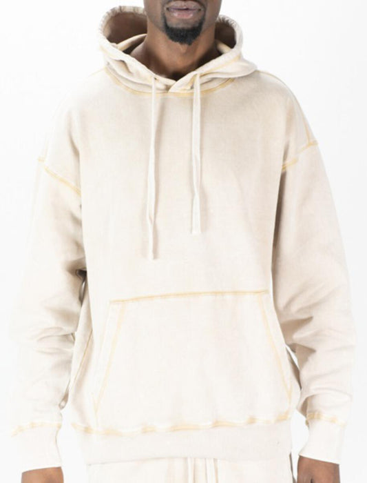 Acid Washed Drop Shoulder Fleece Hoody | RINGSPUN